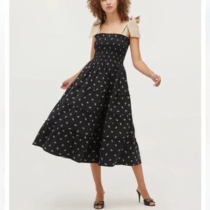 Hill House Ellie Nap Ribbon Black and White A-Line Midi Dress